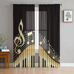 Curtain Piano Keys Note Music Gradient Sheer Curtains For Living Room Decoration Window Kitchen Tulle Voile Organza
