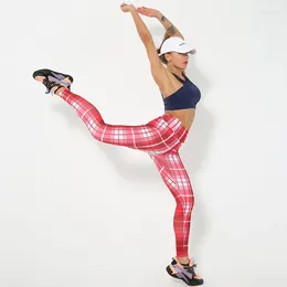 Yoga Outfits Ted Nicol Four-stitch And Six-thread Digital Checked Printing Lifting Hip High Waist Underpants Elastic Women