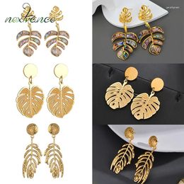 Stud Earrings Nextvance Bohemian Monstera Leaf Palm Leaves For Women Gold Colour Stainless Steel Dangle Drop Jewellery Gifts