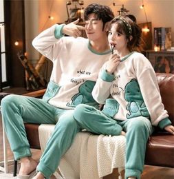 Autumn Winter Pyjama Sets Pyjama Cartoon Cute Home Wear Men Pijama Clothes Flannel Sleepwear Dinosaur Couple 2111161037723