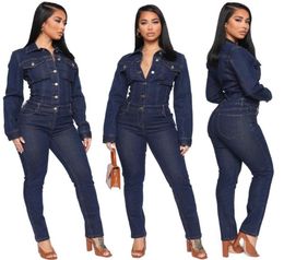 Women039s Jumpsuits Rompers Plus Sizes Winter Jeans Jumpsuit Sexy Women Long Sleeve Bodycon Casual Denim Overalls8639768