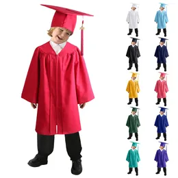 Clothing Sets Kids Primary School Graduation Costume Kindergarten Bachelor Gown Academinc Uniform Boy Gilr Pography Robe Hat Set