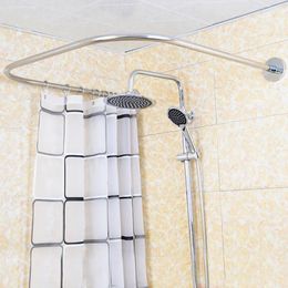 Shower Curtains Curtain Rail Rod U/L-Shaped Stainless Steel Bathroom Mounting Household