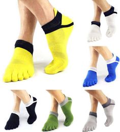 1 Pair Mens Summer Cotton Toe Socks Striped Contrast Colorful Patchwork Men Five Finger Socks Size Basket Calcetines11029296