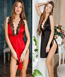Sexy Lingerie Women Silk Lace Robe Dress Babydoll Nightdress Nightgown Sleepwear8568232