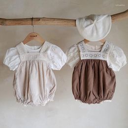 Clothing Sets 2024 Summer Toddler Baby Girls Clothes Set Short Sleeved Cotton T-shirt Sleeveless Jumpsuit Children Suit