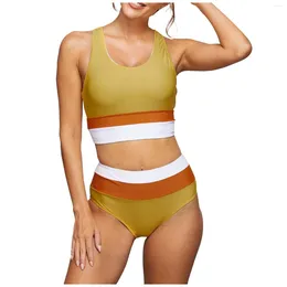 Women's Swimwear Zippered Bikini Set Padded Crop Top Tankini With High Waisted Bottoms Swimsuit For 2024 Women