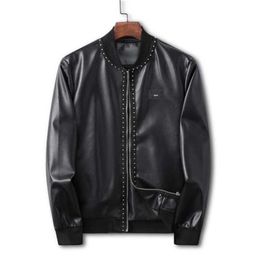 2022 Designer Fashion Men039s Leather Biker Spring New English Style Leather Jacket Motorcycle Black Brown M3XL 0561043581517667