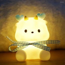 Night Lights 1PC Blue LED Cartoon Dragon Lamp Bedroom Bedside Light For Kids Friend Holiday Gifts