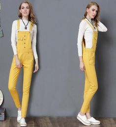 Women Yellow High Waist Skinny Jeans Overalls Female Khaki Plus Size Denim Playsuits Ladies Pencil Denim Long Bodycon Pants6550712