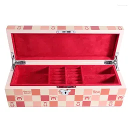 Jewellery Pouches Wooden Box Large Pink Personalised With Lock Storage Luxury Multi Functional Packaging Supplies Organiser