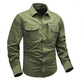 Men's Casual Shirts Mens Outdoor Shirt Long Sleeve Elastic Quick Drying Wear Resistant Training Hiking And Mountaineering Cargo Work