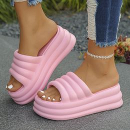 Pink Chunky Platform Sandals for Women 2024 Summer Thick Bottom Eva Wedge Slippers Woman Fashion Non Slip Beach Slides Shoes 240509