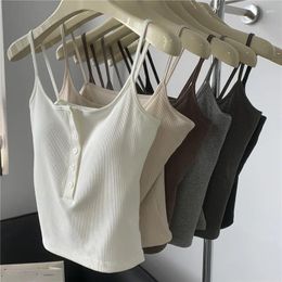 Camisoles & Tanks Sexy Sling Women Crop Tops Solid Colour Sleeveless T-shirt Base Tee Skinny Vest Female Slimming Underwear