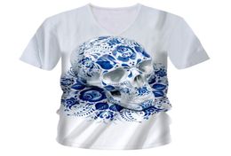 OGKB T Shirts Men039s Vneck Short Sleeve Skulls 3D Tee Shirt Printing Blue Skulls Hip Hop Street 7XL Clothing Unisex Tshi9491303