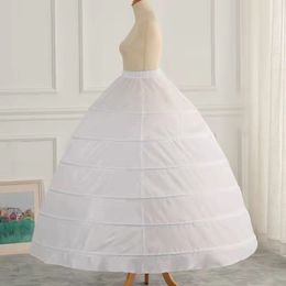 White Plus Size Ball Gown Bridal Petticoat 6 Hoops Jupon Tarlatan Crinoline Underskirt Slips Make Dress Puffy Quince Bridal Debutante W 282J