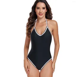 Women's Swimwear Super Sexy Women Low V-neck Swimsuit Tights Beach Bathing Suit High Cut Thongs Bodysuit One-piece Sleeveless