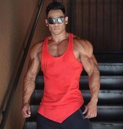 Brand Solid Colour Clothing Gym Stringer tank top men Fitness Sleeveless T Shirt Cotton blank Muscle Y Back vest Bodybuilding Tankt4365795