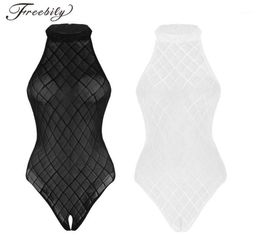 Women039s Swimwear Sexy Body Suit For Womens Onepiece Swimsuit Open Crotch Black See Through Bodysuit High Cut Sleeveless Leot5329811