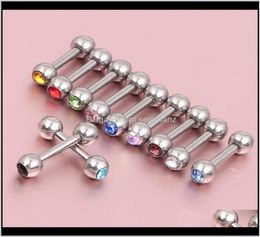 Stud Earrings Jewelry Drop Delivery 2021 100Pcs Mix Rhinestone Crystal 316L Steel Tragus Helix Earring Ear Studs Barbell Bar Ring 3723227