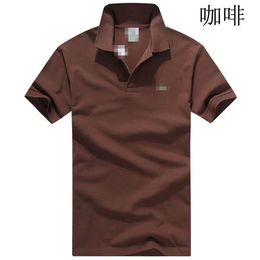 Men's brand polo shirt, top of the line t-shirt, men's letter embroidered logo, short sleeved summer business lapel, solid color cotton quick drying and breathable top