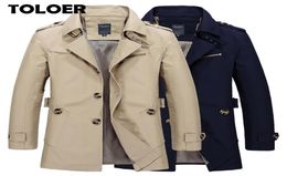 Men039s Jackets Menções Menas de negócios Moda de outono Men longo Cotton Windbreaker Jackets Overcoat Male Casual Winter Trench Outw8285638