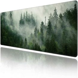 Pads Wrist Rests Mouse computer new home XXL keyboard matte green forest player carpet natural rubber anti slip mouse pad J240518