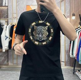 Mens Designer T Shirt White Black Letter Hot drilling shirts Short Sleeve Brand Designer Top Tees Asian PO20