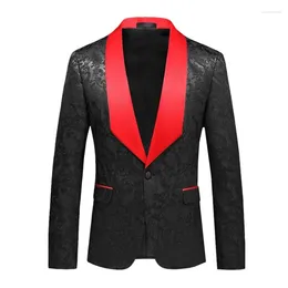 Men's Suits Flip Collar Suit Jacket Wedding Party Dress Jacquard Fabric Tailcoat Plus Size Top