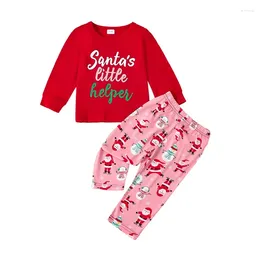 Clothing Sets Baby Girl Fall Outfits Letter Print Crew Neck Sweatshirts Santa Snowman Pants Set