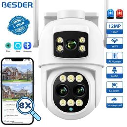 Wireless Camera Kits BESDER 12MP PTZ IP Camera WiFi Dual Screen Automatic Tracking 8X Digital Zoom Outdoor Safety Protection CCTV Monitoring Camera 4K J240518