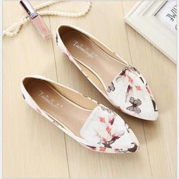 Casual Shoes Manufacturers Selling National Printed Fashion Women's White Pointed Ms Low With Non-slip Size 34-43