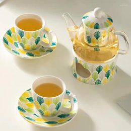 Teaware Sets Floral Porcelain Tea Gift Set Glass Teapot With Infuser And Warmer Ceramic Cup Saucer Coffee Mug Microwave Safe
