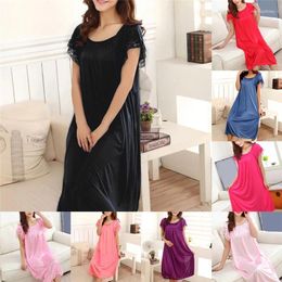 Women's Sleepwear Solid Lace Ice Silk Satin Female Large Sexy Night Dress Nightgown Women Sleeping Dresses Plus Size