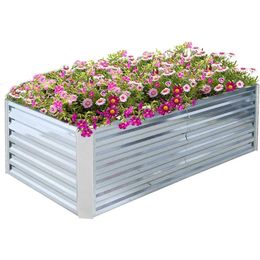 Planters Pots 8x4x2 feet Galvanised lifting garden bed box 96 x47 x22.4 - large metal outdoor flower steel factory silver shelfQ240517