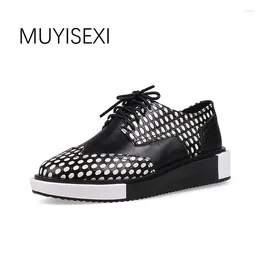 Casual Shoes Women Platform Lace Up Sneakers Designer Feminino Mixed Colour Dot Woman Creepers Sapato HL100 MUYISEXI