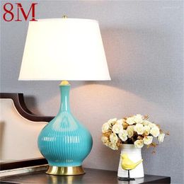 Table Lamps 8M Ceramic Lamp Copper Contemporary Luxury Pale Blue Desk Light LED For Home Bedsides
