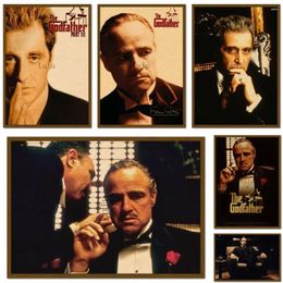 Wall Stickers Godfather Classic Movie Retro Kraft Paper Poster For Home Art Decoration Posters