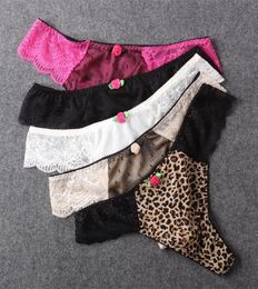 5PCS/LOT Ps size Women's G-String Thongs Panties Woman G String Leopard Mesh Satin Thong French Style Brand Quality Tanga Y2004259827015