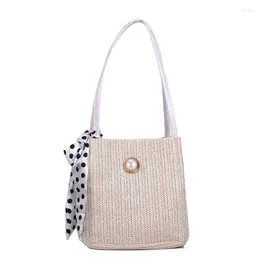 Shopping Bags 63HC Straw Beach Bag Vintage Woven Shoulder Rattan Bohemian Summer Vacation Casual Handbag