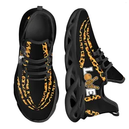 Casual Shoes INSTANTARTS Bowling Love Design Women's Mesh Swing Sneakers Leopard Print Lace-up Platform For Female