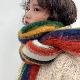 Scarves Korean For Women Autumn And Winter Thicke Knitted Scarf Unisex 2024 Warm Gifts Fashion Female Neck Blanket Wraps Beach