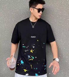 Men039s Tshirts t Shirts Women lanvins Gal Joint t Shirt Cotton Hand Painted Splash Graffiti Letters Loose Short Sleeve Round 8601685