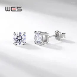 Stud Earrings WES 925 Sterling Silver 6.5mm 1ct Moissanite Diamond For Women Ladies Sparkling Jewellery Wedding Gifts Wholesale