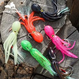 Baits Lures Octopus Fishing Bait 22g Double Hook Artificial Silicone Soft Bait 23g Three Arm Sink Octopus Swimming BaitQ240517
