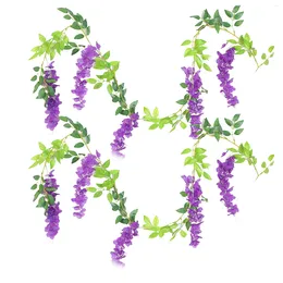 Decorative Flowers 2pcs Garland Artificial Wisteria Vine Arts Hanging Leaf Trailing Indoor Outdoor Wall Decoration Ceremony Party Fake