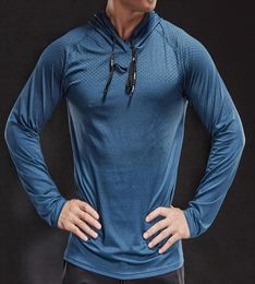 Autumn winter thick Running T Shirt Man Men Long Sleeve Hooded Gym Tshirts Fitness Training Top Quick Dry Breathable Sports4623095
