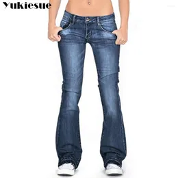 Women's Jeans Casual Skinny Bell Bottom Trousers Mid Waisted Stretch Flare Jean Women Bandage Wide Leg Butt-lifted Trouser Streetwear