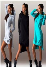 Women039s Dress Daily Wear Black Grey Sweater Dress Fleeced Hoodies Long Sleeved Fashion Girls Clothes Street Style Black And W3548288