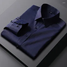 Men's Dress Shirts Spring And Autumn Long Sleeve Classic High-end Business Pure Blue Shirt Spot Wholesale Man Wear